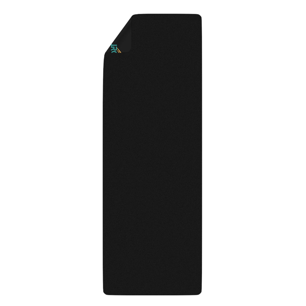 Rubber Yoga Mat — Black 'IronFit' Logo Pattern, Non-Slip Exercise Mat for Home & Studio