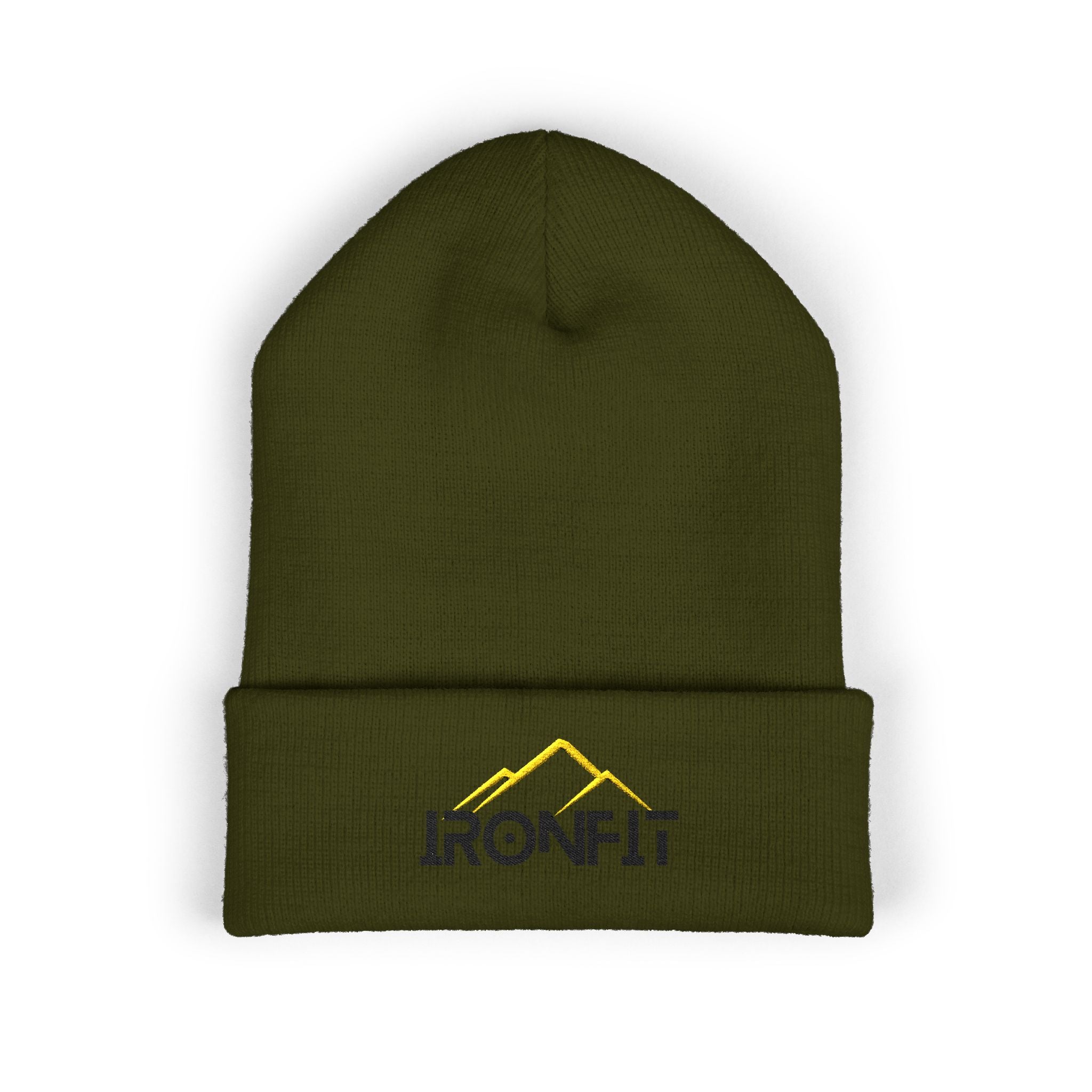 Embroidered Cuffed Beanie | Yellow/Black IronFit Logo