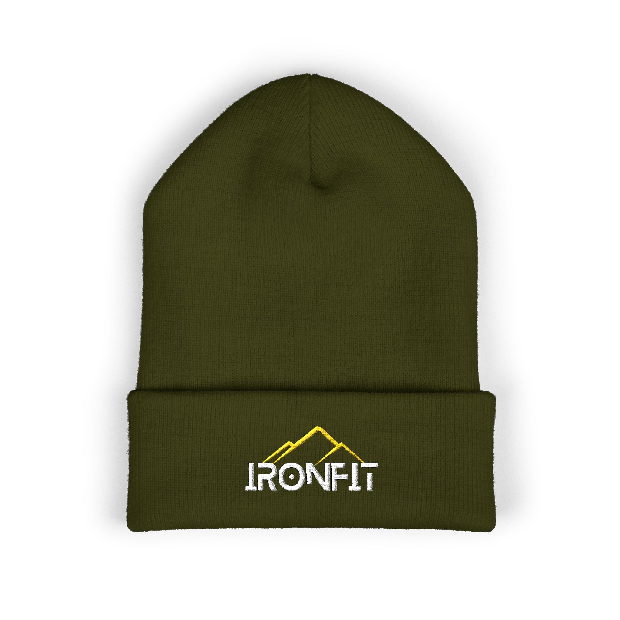 Embroidered Cuffed Beanie | Yellow/White IronFit Logo