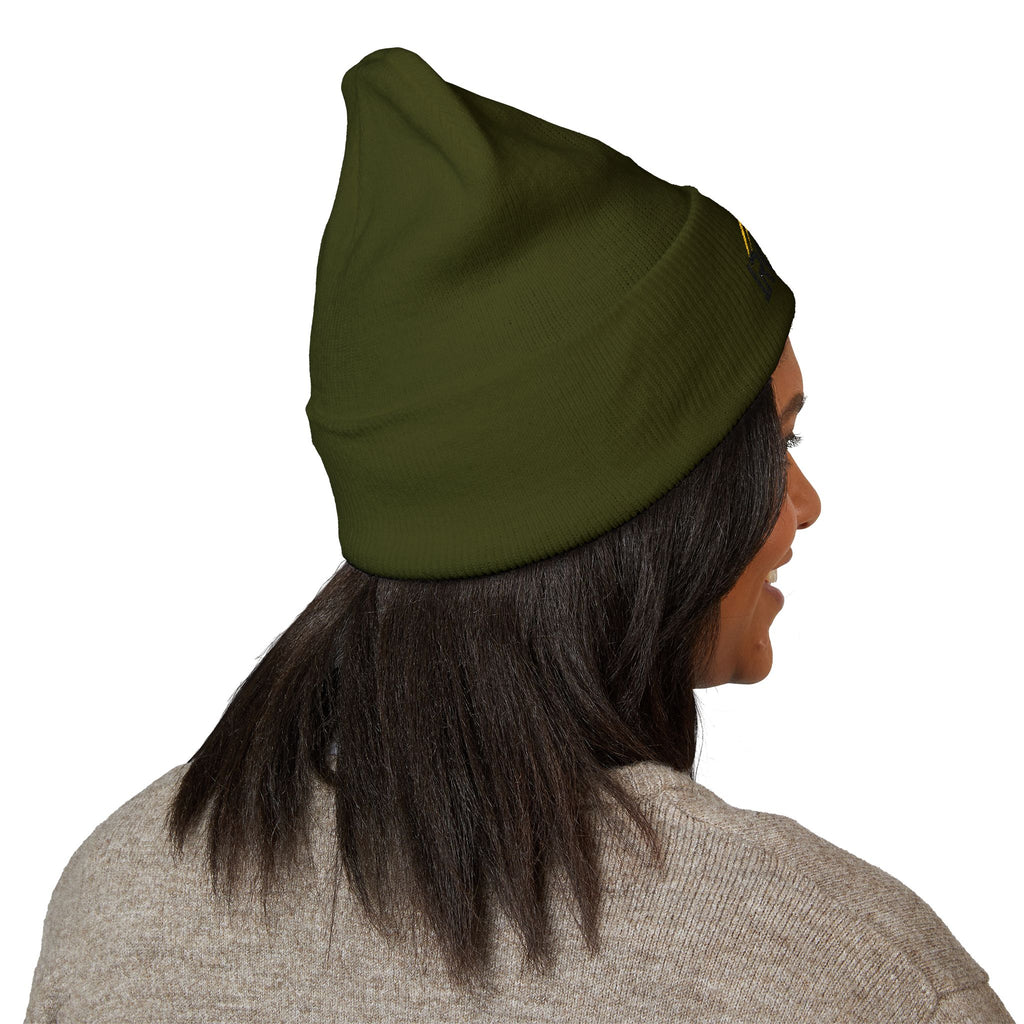 Embroidered Cuffed Beanie | Yellow/Black IronFit Logo