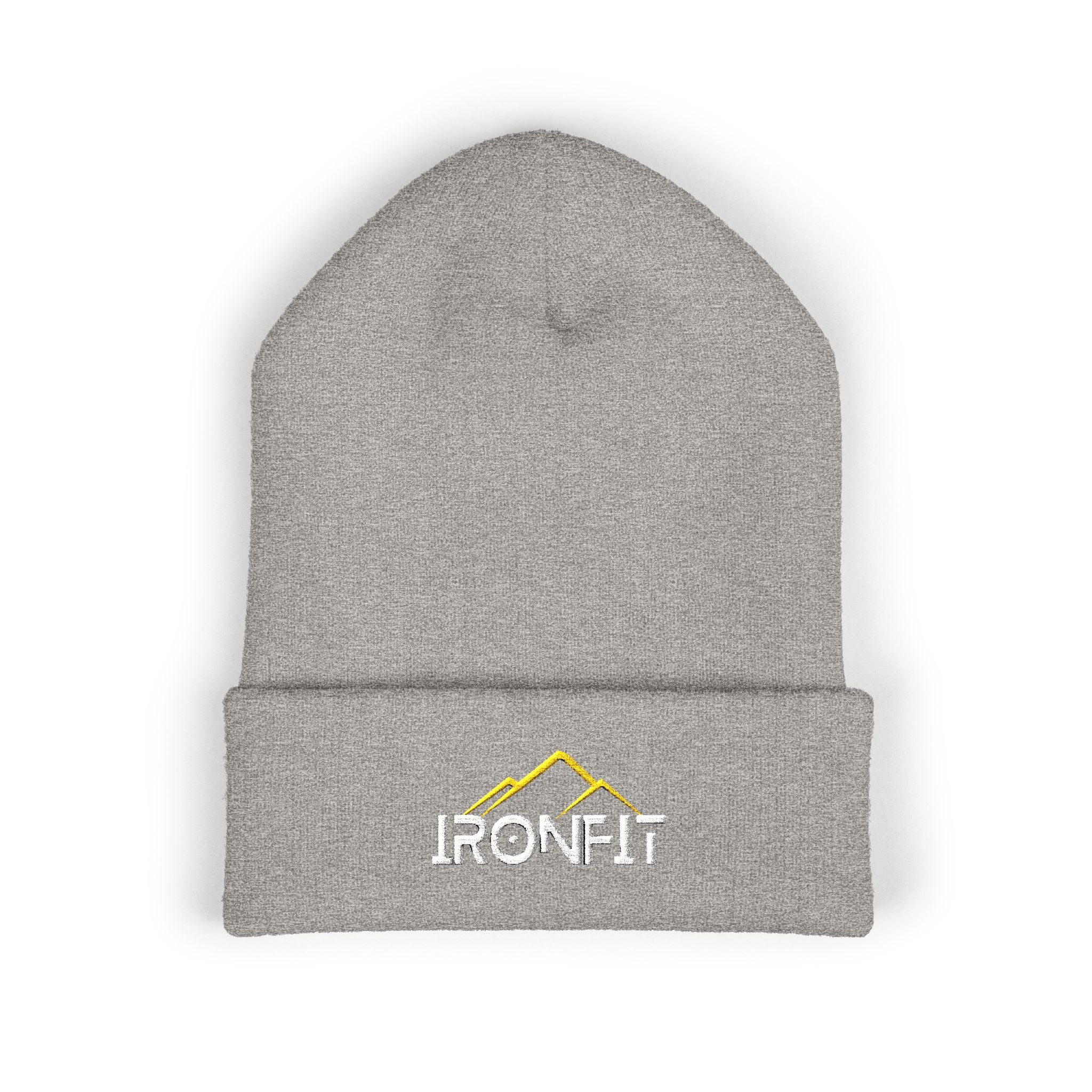 Embroidered Cuffed Beanie | Yellow/White IronFit Logo