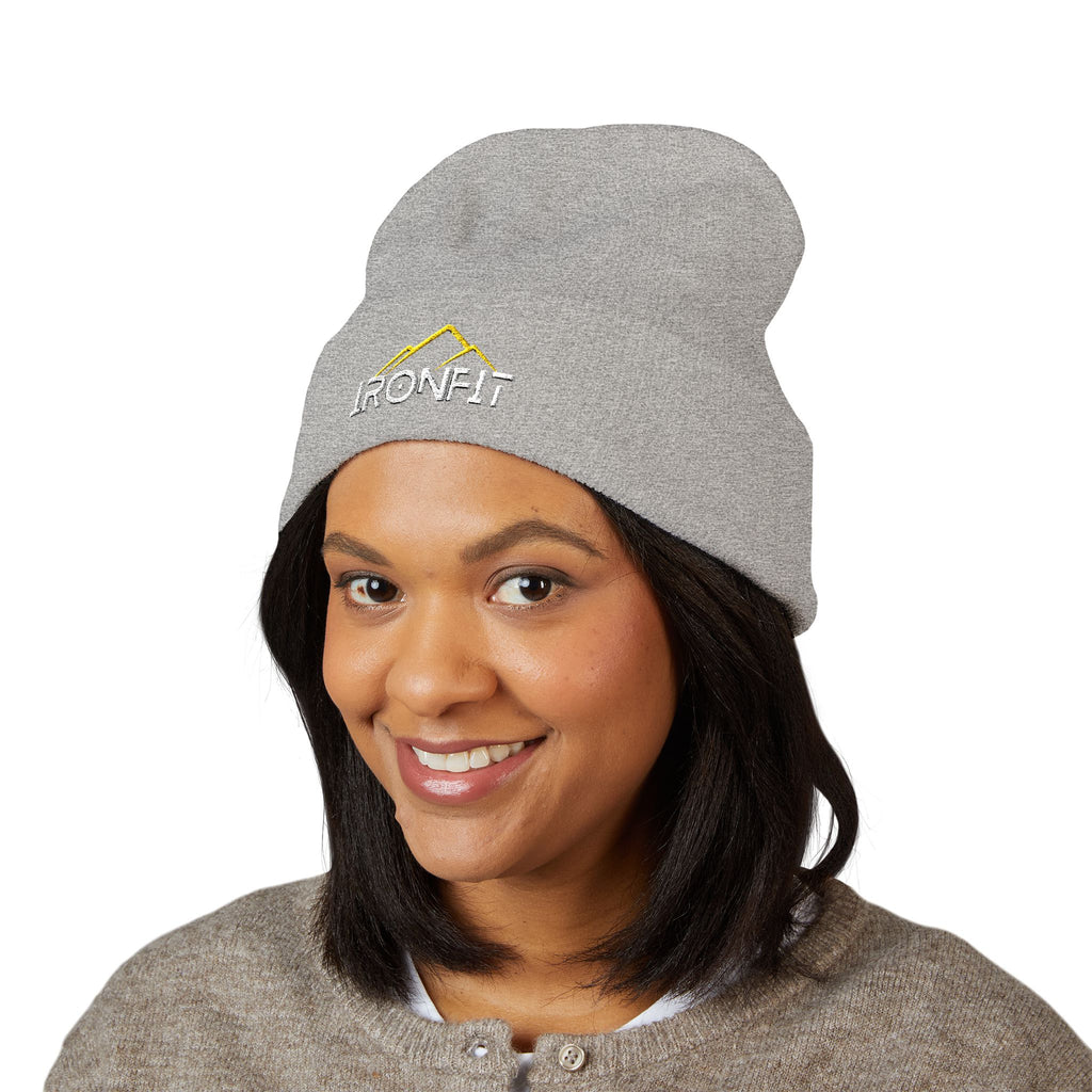 Embroidered Cuffed Beanie | Yellow/White IronFit Logo