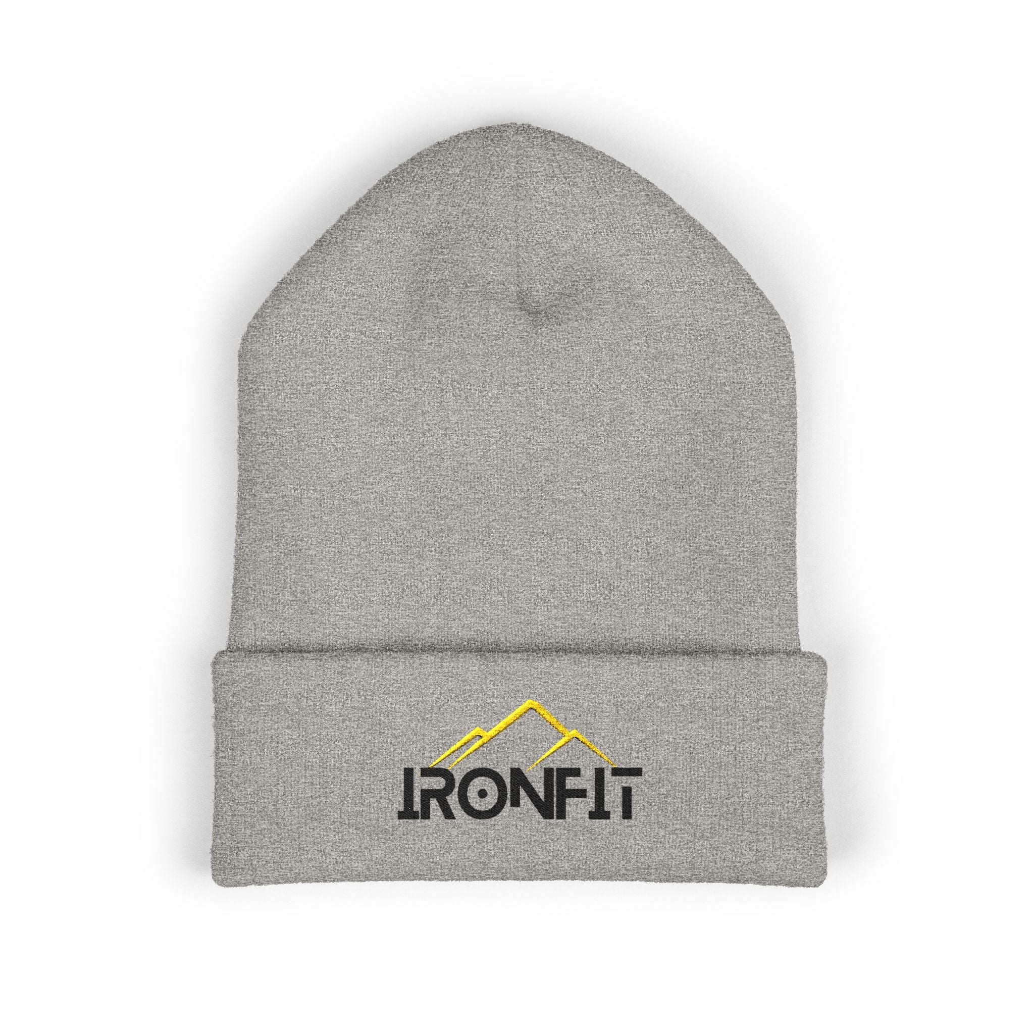 Embroidered Cuffed Beanie | Yellow/Black IronFit Logo