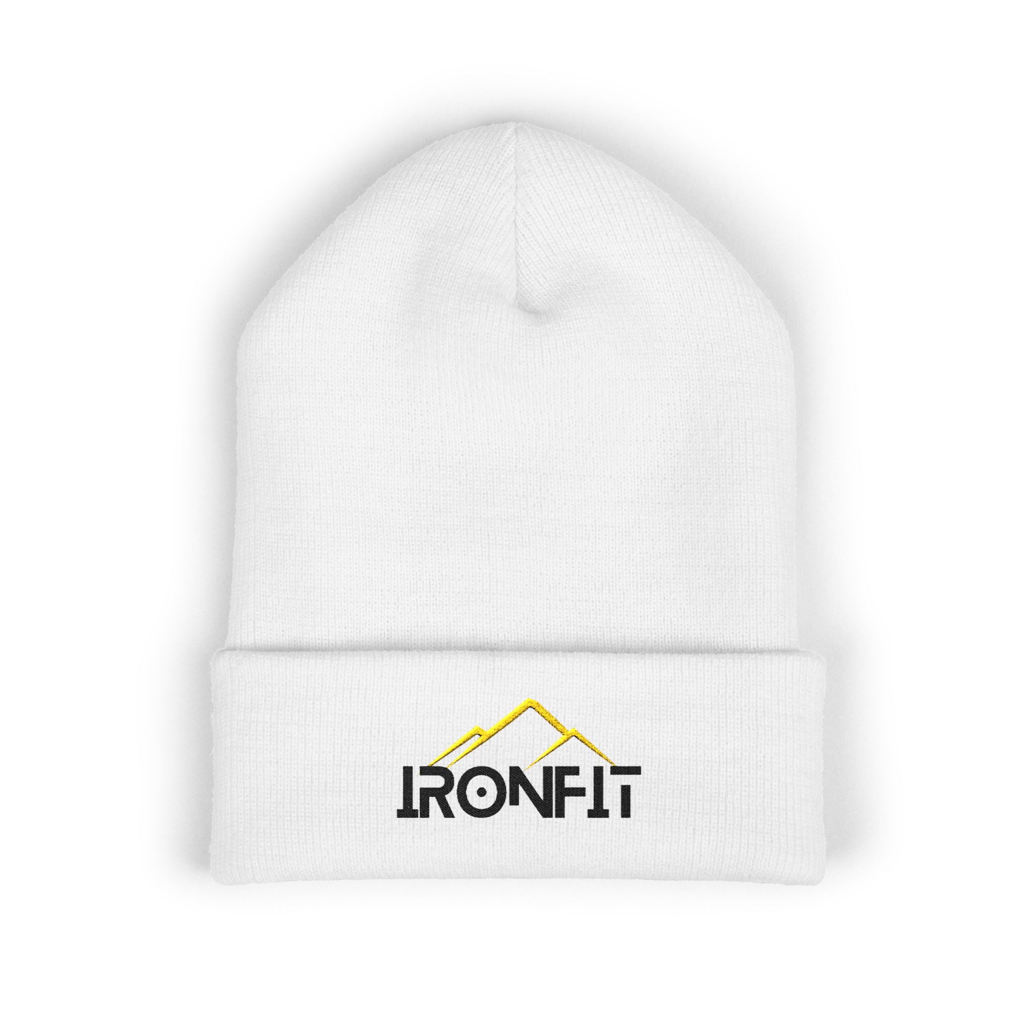 Embroidered Cuffed Beanie | Yellow/Black IronFit Logo